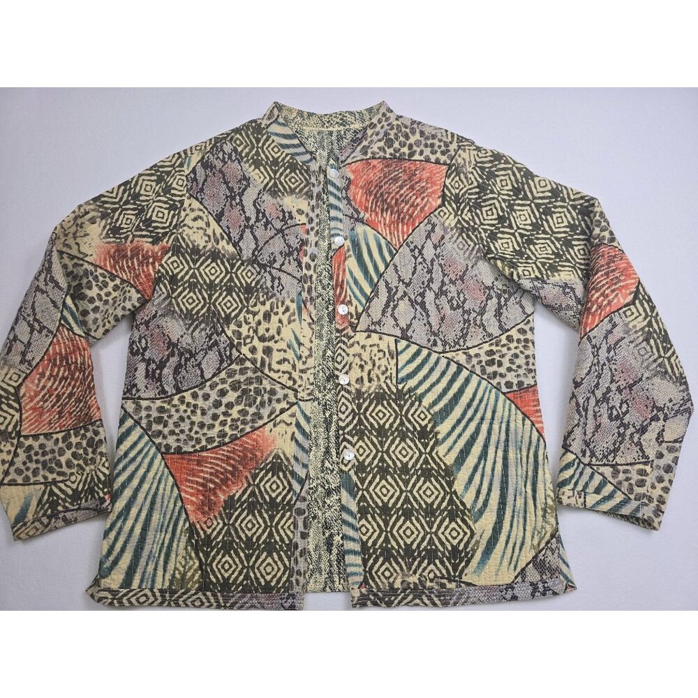 Boho Art to Wear Reversible Jacket Button Front Lagenlook Medium